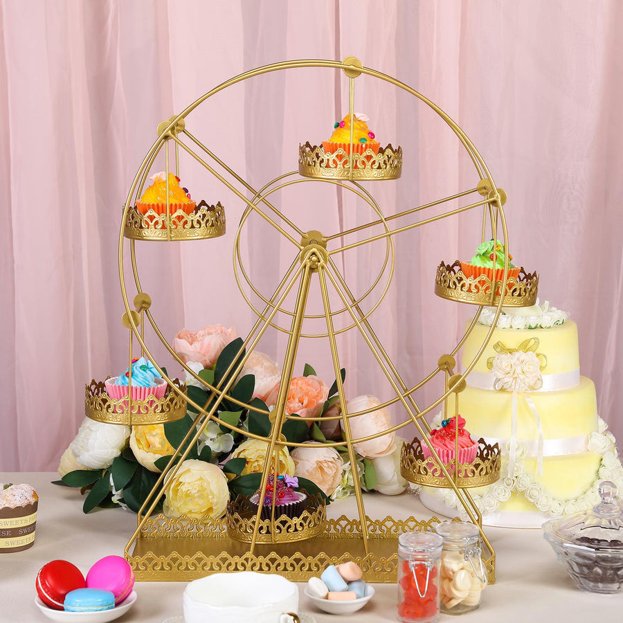 23inch Gold Metal Large Rotating Ferris Wheel Cupcake Stand Dessert Holder
