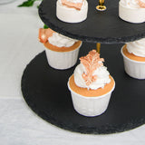 15inch Round 3-Tier Black Stone Plate Cupcake Stand, Dessert Holder Display