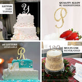2.5inch Gold Rhinestone Letter and Number Monogram Cake Toppers, Initial Wedding Cake Toppers