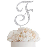 4.5inch Silver Rhinestone Monogram Letter and Number Cake Toppers