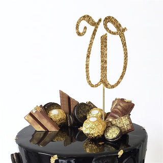 Create a Dazzling Cake Display with Gold Rhinestone Letter Cake Toppers
