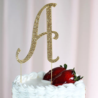 Personalize Your Cake with the 4.5" Gold Rhinestone Monogram Letter and Number Cake Toppers