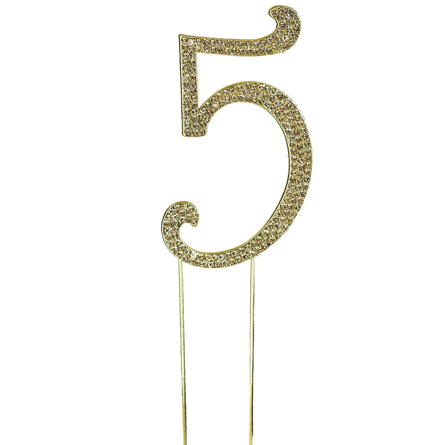 2.5inch Gold Rhinestone Monogram Number Cake Toppers, Numbers 0 - 9