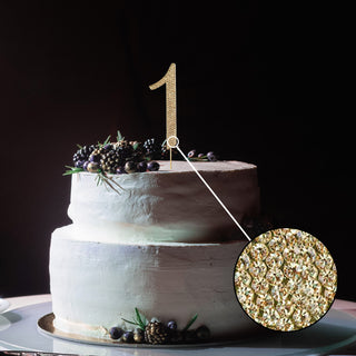 Add Sparkle to Your Cake with Gold Rhinestone Monogram Number Cake Toppers