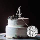 4.5inch Silver Rhinestone Monogram Number Cake Toppers, Numbers 0 - 9