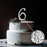 4.5inch Silver Rhinestone Monogram Number Cake Toppers, Numbers 0 - 9