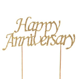 6inch Gold Rhinestone Monogram Happy Anniversary Cake Topper Banner#whtbkgd