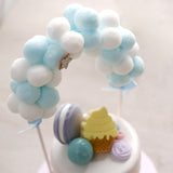 6"x11" Blue/White Mini Arch Shape Cotton Ball Cake Topper, Cake Decoration Supplies#whtbkgd