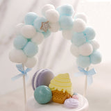 6"x11" Blue/White Mini Arch Shape Cotton Ball Cake Topper, Cake Decoration Supplies