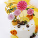 Pink/Gold Happy Birthday Cake Topper, 4 Mini Paper Fans & Gold Confetti Balloon Decor#whtbkgd