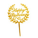 6 Pack | Gold Acrylic Happy Birthday Cake Toppers, Party Decoration Supplies - Assorted Styles