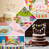 Multi-Color Happy Birthday Bunting Garland Cake Topper, Cake Banner Sign with Lavender Straws