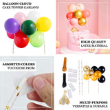 11 Pcs | Confetti Balloon Garland Cloud Cake Topper, Mini Cake Decorations - Black, Clear & Gold