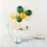 Confetti Balloon Garland Cloud Cake Topper, Mini Cake Decorations - Gold, Hunter Green & White