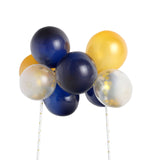11 Pcs | Confetti Balloon Cake Topper Kit, Mini Balloon Garland Cloud Cake Decorations - Clear, Gold and Navy Blue#whtbkgd
