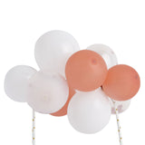 Confetti Balloon Garland Cloud Cake Topper, Mini Cake Decorations - Rose Gold & White#whtbkgd