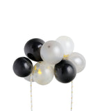11 Pcs | Confetti Balloon Cake Topper Kit, Mini Balloon Garland Cloud Cake Decorations - Black, Silver and Clear#whtbkgd