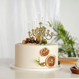 5inch Tall 9-Arm Metallic Gold Candelabra Cake Topper, 9 Candle Holders With Birthday Candles