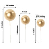 12 Pcs | Gold Faux Pearl Balls Cake Topper Picks, Foam Balloon Cupcake DIY Decor Supplies