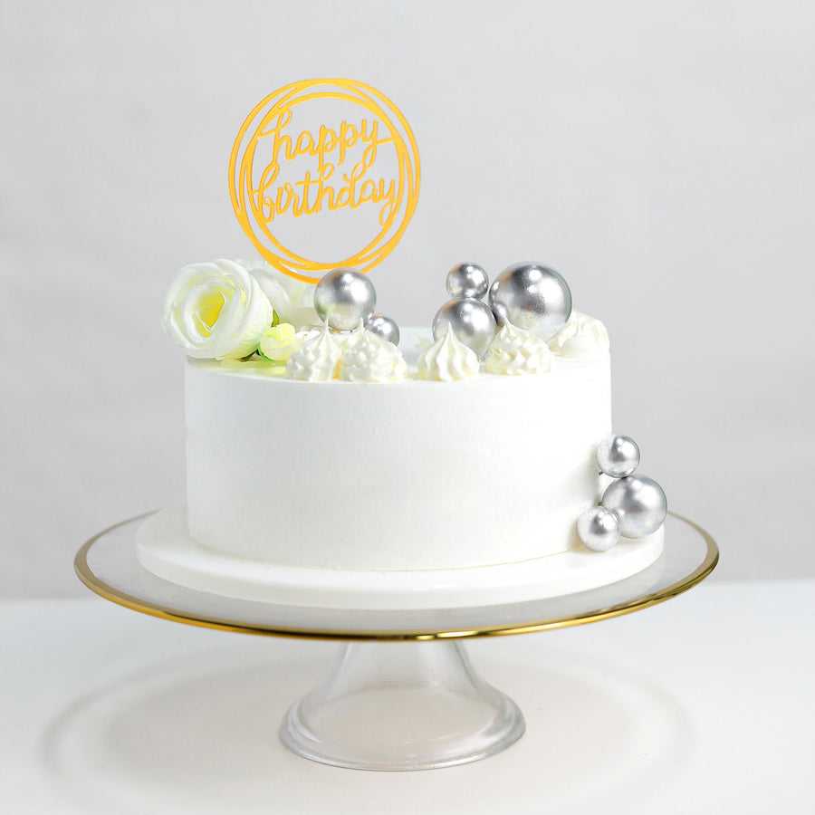 12 Pcs | Silver Faux Pearl Balls Cake Topper Picks, Foam Balloon Cupcake DIY Decor Supplies
