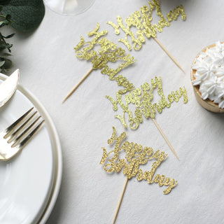 Create an Unforgettable Celebration with Glitter Gold Cake Picks