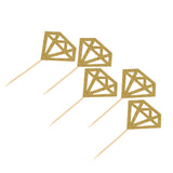 24 Pack | Glitter Gold Diamond Ring Cupcake Toppers, Party Cake Picks#whtbkgd