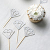 24 Pack | Silver Diamond Ring Cupcake Toppers, Party Cake Picks
