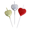 Heart Shaped Birthday Cupcake Cake Candles, Love, Valentine Dessert Toppers - Silver & Gold#whtbkgd