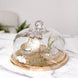 12Inch Glass & Wood Slice Cake Stand, Cloche Bell Serving Plate, Dome Lid Cover