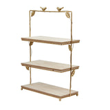 3-Tier Rectangular Gold/Wood Slice Cheese Board Cupcake Stand Tower, Rustic Centerpiece#whtbkgd
