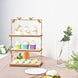 19Inch 3-Tier Rectangular Gold/Wood Slice Cheese Board Cupcake Stand Tower, Rustic Centerpiece