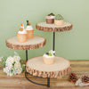 12inch Tall | 3-Tier Wood Slice Cheese Board, Cupcake Stand, Half Moon Rustic Centerpiece