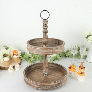 Rustic Brown 2-Tier Wooden Cupcake Stand