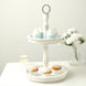 20inch Rustic White 2-Tier Wooden Cupcake Stand, Whitewashed Farmhouse