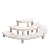 Set of 3 | Rustic Whitewashed Half Moon 3-Tier Wooden Cupcake Stands