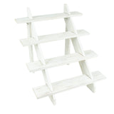 21inch Rustic Whitewashed 4-Tier Wooden Ladder Shelf Cupcake Stand#whtbkgd
