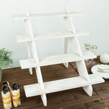 21inch Rustic Whitewashed 4-Tier Wooden Ladder Shelf Cupcake Stand