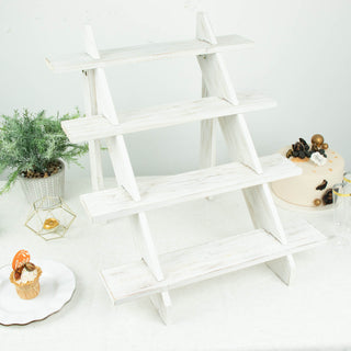 Durable and Stylish Whitewashed Wooden Cupcake Stand