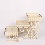 3-Tier 22inch Natural Wooden Laser Cutout Cupcake Stand Mini Cake Tray