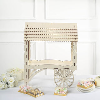 25" Mini Natural Wooden Candy Cart Cupcake Stand
