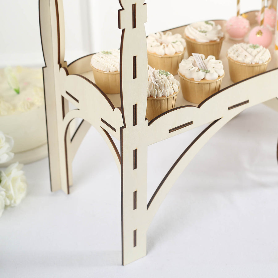 25inch Mini Natural Wooden Candy Cart Cupcake Stand, Tabletop Dessert Display Sweet Stall