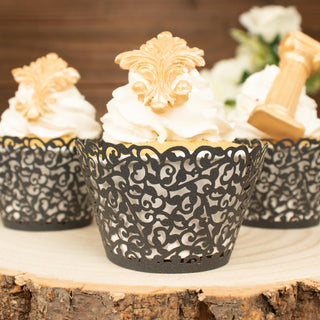 Dress Up Your Desserts with Black Lace Muffin Baking Cup Trays
