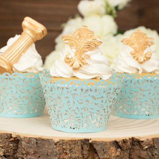 Transform Your Dessert Display with Blue Lace Laser Cut Cupcake Wrappers