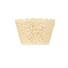 25 Pack | Ivory Lace Laser Cut Paper Cupcake Wrappers, Muffin Baking Cup Trays