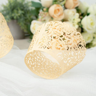 Elevate Your Dessert Display with Ivory Lace Laser Cut Cupcake Wrappers