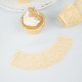 25 Pack | Ivory Lace Laser Cut Paper Cupcake Wrappers, Muffin Baking Cup Trays