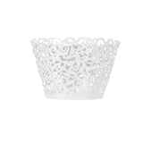 25 Pack | White Lace Laser Cut Paper Cupcake Wrappers, Muffin Baking Cup Trays#whtbkgd