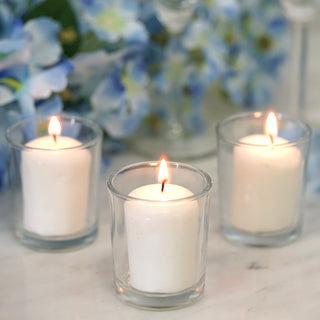 Create a Serene Atmosphere with White Votive Candles and Clear Glass Votive Holders