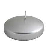 4 Pack | 3inch Metallic Silver Disc Unscented Floating Candles, Dripless#whtbkgd