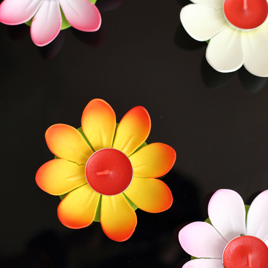 10 Pack | Colorful Lotus Flower Floating Tea Light Candle Lanterns